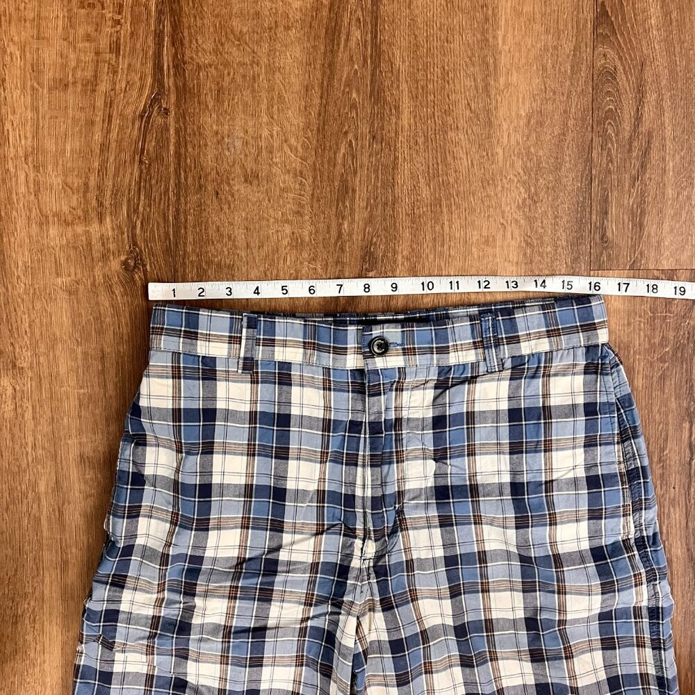 Banana Republic Blue and Brown Plaid Shorts Sz 32 - Picture 6 of 9